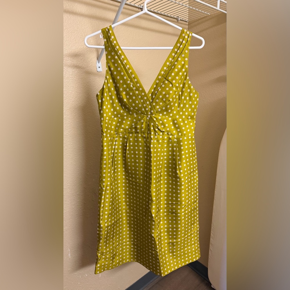 J. Crew Yellow Polka Dot V-Neck Dress